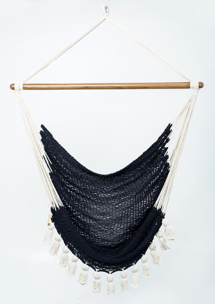 boho black cotton hammock swing