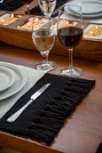 Black Handmade Cotton Placemats Set of 6 Formal Casual Decor