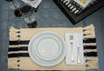 Cotton Handmade Placemats Natural and Navy Blue Color Set of 6 Formal Casual Decor
