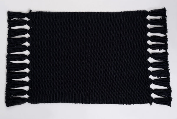 Black Handmade Cotton Placemats Set of 6 Formal Casual Decor