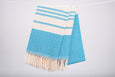 Diamante Striped Cotton Throws & Blankets in Sky Blue