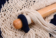 Cotton Hammock Swing With Tassels Natural Navy Blue Stripes Handmade High Quality