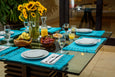 Sky Blue Handmade Cotton Placemats Set of 6 Formal Casual Decor