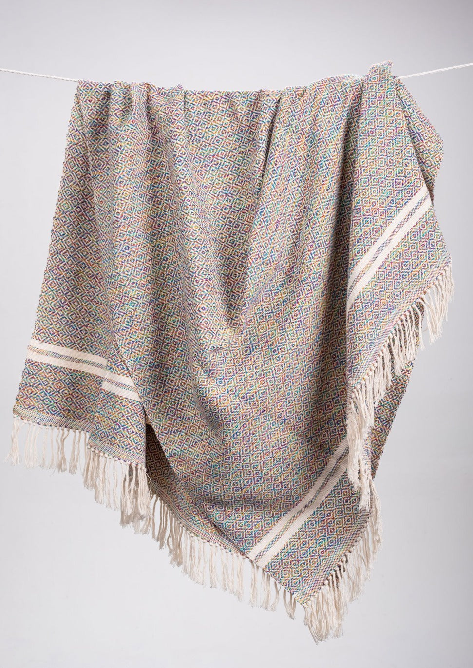 Diamante Striped Cotton Throws & Blankets in Hue Inspired Tones