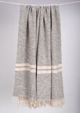Herringbone Striped Cotton Throws & Blankets in Grey