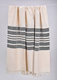 Monochromatic Cotton Throws & Blankets with Border Stripes