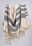 Monochromatic Cotton Throws & Blankets with Herringbone Stripes
